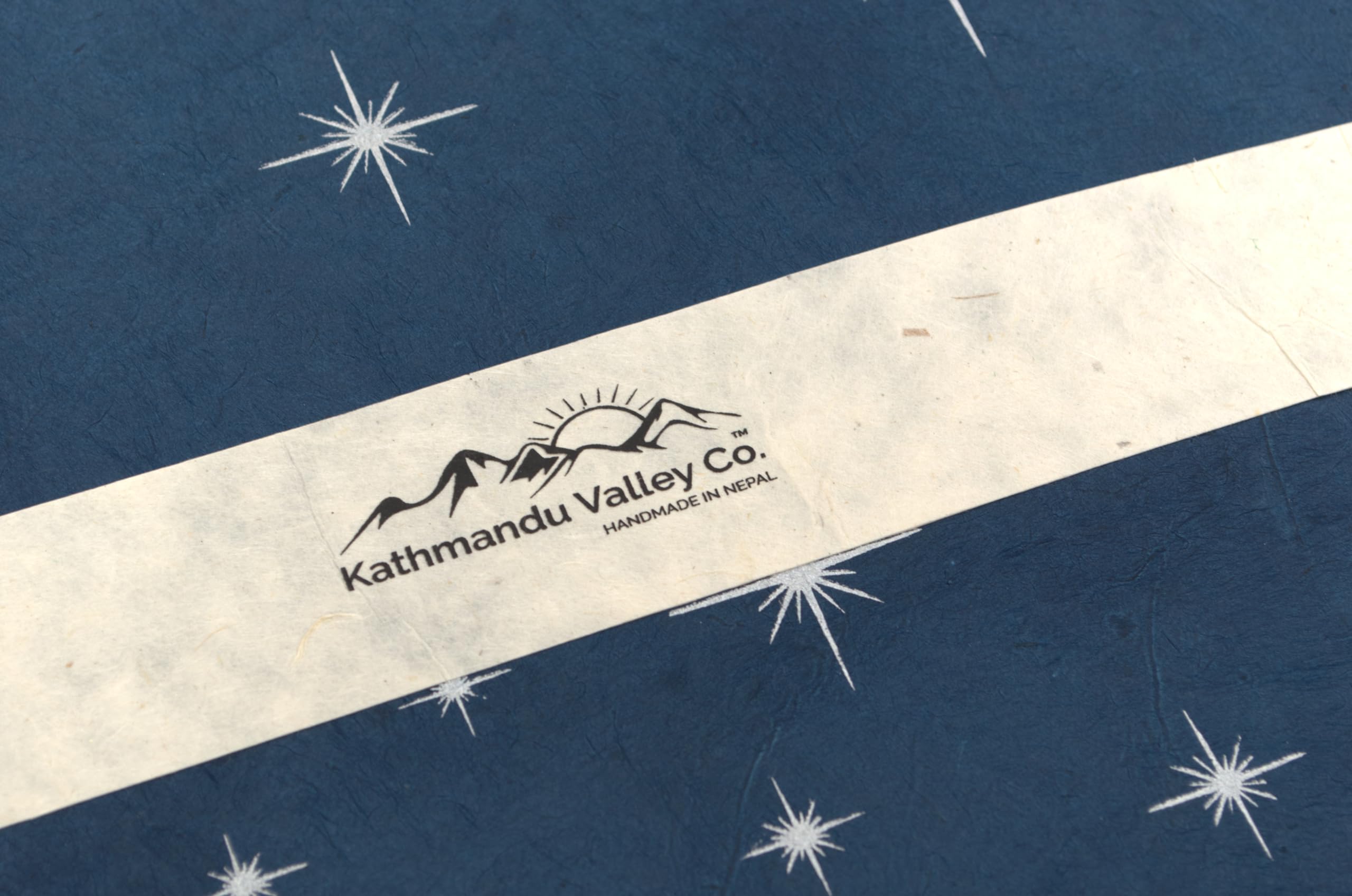 Kathmandu Valley Co. Wrapping Paper Handmade from Tree-Free Lokta Paper. Christmas Holiday Winter Vintage Gift Wrap 10 Sheets 20x30 inches. Made in Nepal. (Shining Stars)