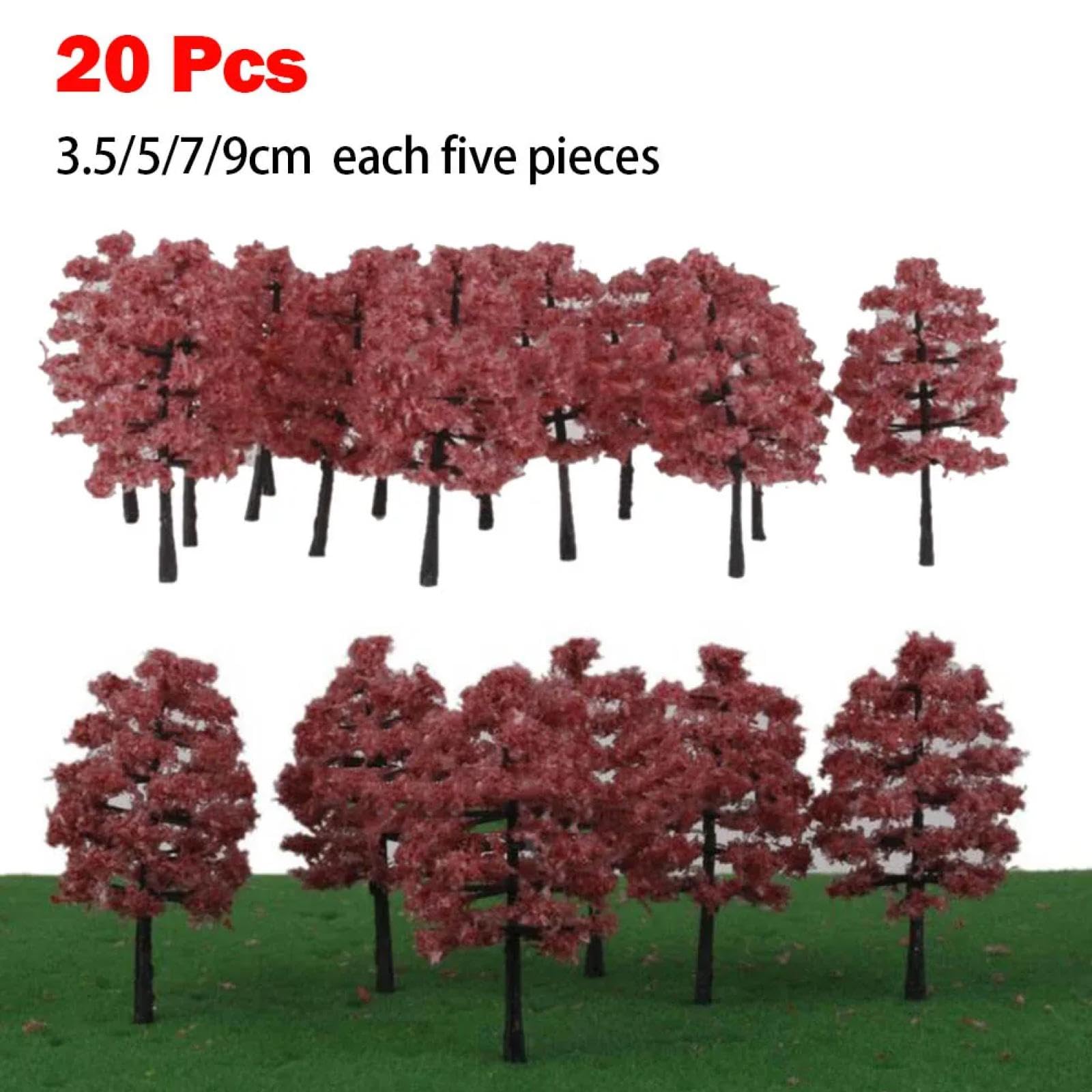 MANGOUSONG Miniature Trees,20Pcs Model Trees Train Railroad Park Scenery Plastic Flower Trees HO N Z Scale Building Model Sand Table Model