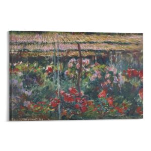 Peony Garden by Claude Monet Wall Art Poster Canvas Print Artwork for Living Room Modern Aesthetic Decor Picture Bedroom Vintage Painting 20x30inch(50x75cm)