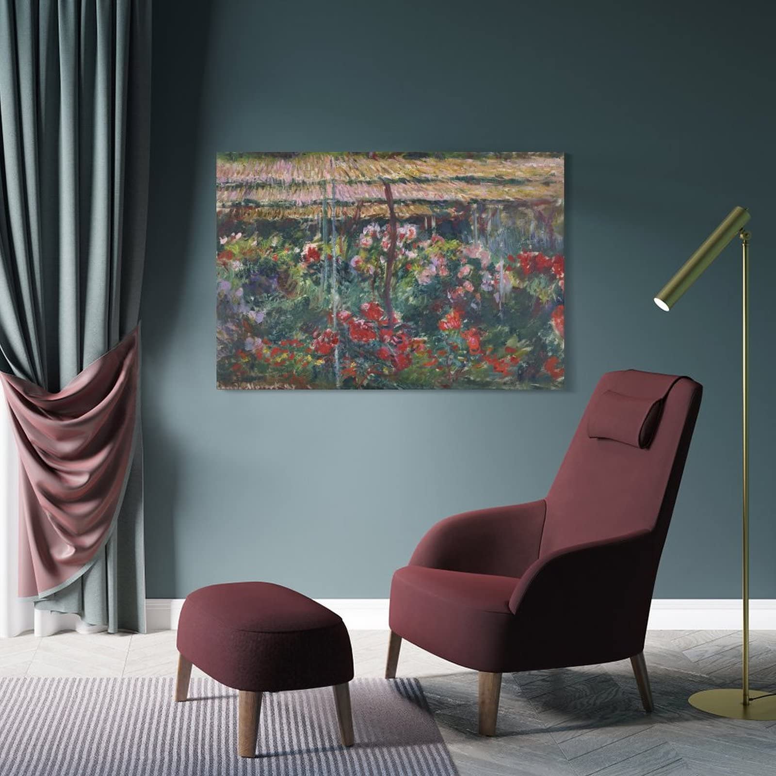 Peony Garden by Claude Monet Wall Art Poster Canvas Print Artwork for Living Room Modern Aesthetic Decor Picture Bedroom Vintage Painting 20x30inch(50x75cm)