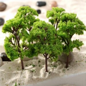 MANGOUSONG Miniature Trees,10Pcs HO OO Scale Model Trees Train Railroad Layout Diorama Scenery Miniature Tree Decoration