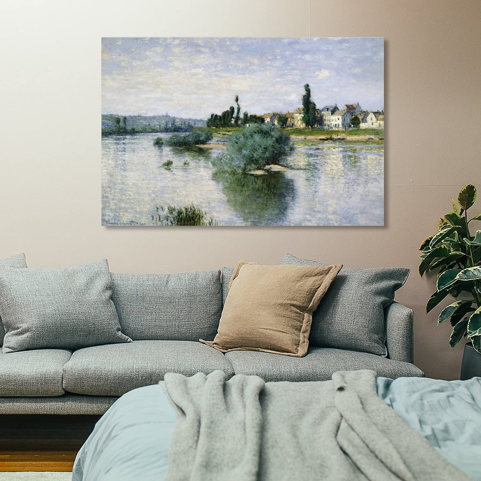 Seine at Lavacourt by Claude Monet Wall Art Poster Canvas Print Artwork for Living Room Modern Aesthetic Decor Picture Bedroom Vintage Painting 20x30inch