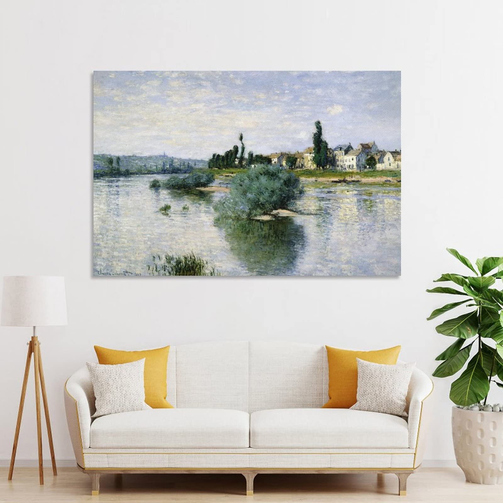 Seine at Lavacourt by Claude Monet Wall Art Poster Canvas Print Artwork for Living Room Modern Aesthetic Decor Picture Bedroom Vintage Painting 20x30inch