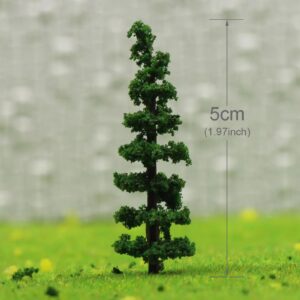 MANGOUSONG Miniature Trees,50Pcs Model Train Trees N Scale 1:160 Railway Modeling Plastic Green Trees