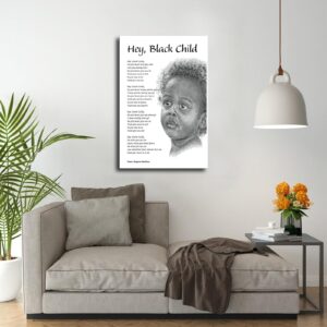 Hey Black Child Black African-American Inspirational Poem Canvas Poster Holiday Gift HD Picture Modern Aesthetics Mural Wall Art Decoration (Framed,08×12inch)