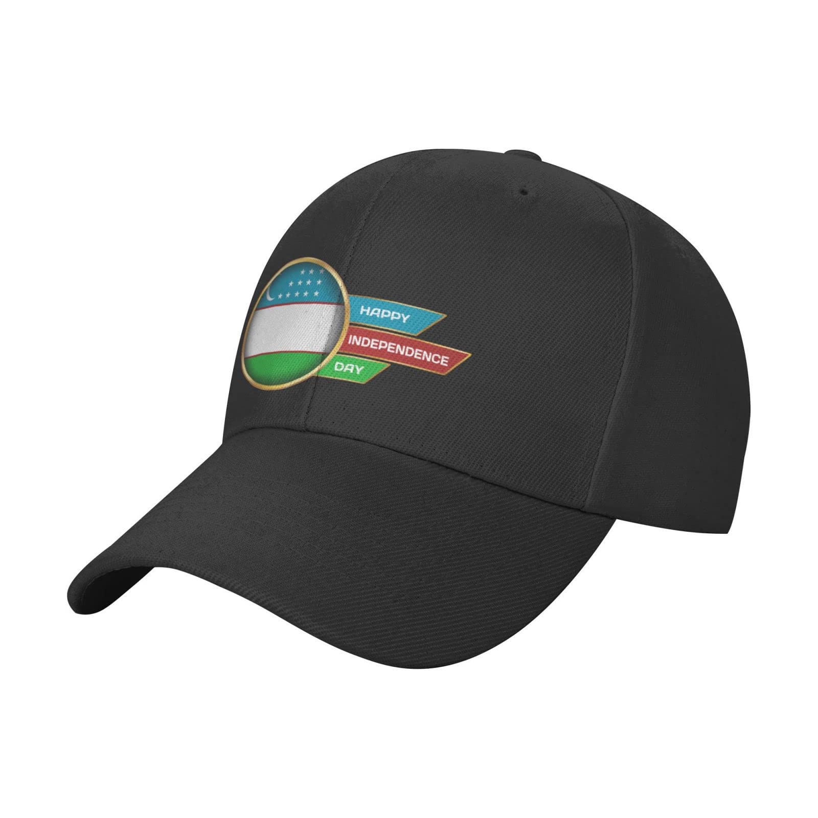 Dazii Polyester Baseball Cap Uzbekistan Happy Independence Day Hat Lightweight Breathable Sport Hat Quick-Drying Sun Protection Cap Adjustable Strap Cap Black