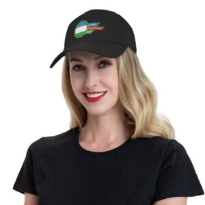 Dazii Polyester Baseball Cap Uzbekistan Happy Independence Day Hat Lightweight Breathable Sport Hat Quick-Drying Sun Protection Cap Adjustable Strap Cap Black