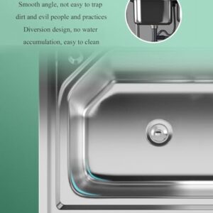 Stainless Steel Utility Sink, Single Bowl Free Standing Kitchen Sink, 1 Compartment Outdoor Garden Sink, Commercial Restaurant Sink Set with Drainer Unit, for Garage, Laundry (Color : Hot Cold taps,