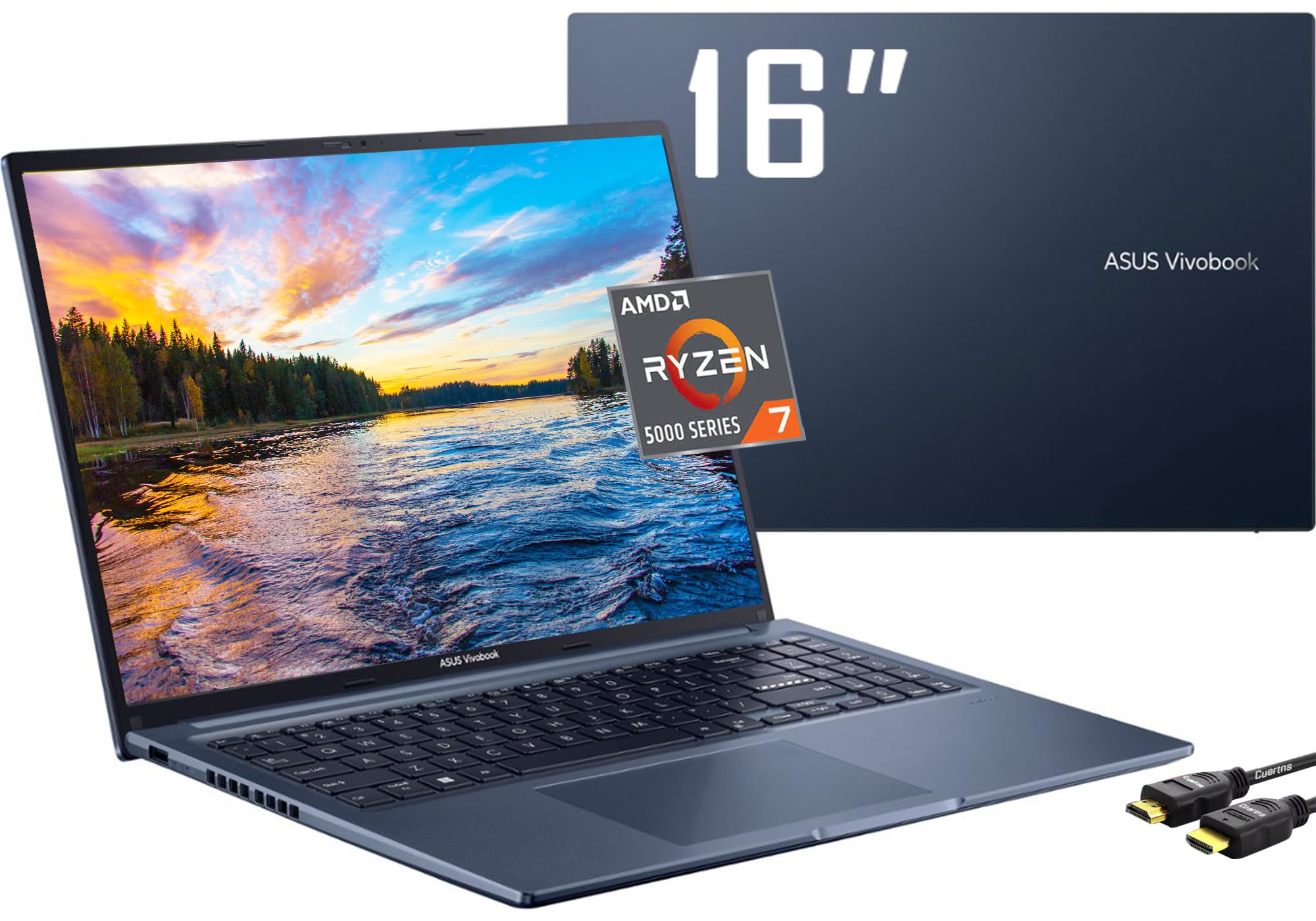 ASUS 2023 Newest Vivobook Slim Laptop, 16" WUXGA Display, 8-Core AMD Ryzen 7 5800HS (Beats i7-1195G7), AMD Radeon Graphics, WiFi 6, Chiclet Keyboard, Windows 11 Home(40GB|2TB SSD)