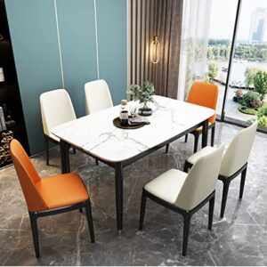 RILOOP Dining Chairs,Modern Pu Leather High Back Padded Soft Seat with Wooden Legs for Home Restaurant/White/Black