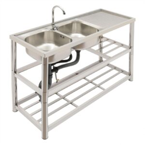 free standing stainless-steel single bowl,48" prep & utility washing hand basin for garage, restaurant, kitchen, laundry room, outdoor