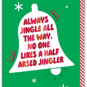 Brainbox Candy - Rude Christmas Card - 'Half Arsed Jingler' - Cheeky Xmas Cards - Funny Festive Seasonal Humour - For Him Her Men Women Friends Family - Merry Christmas