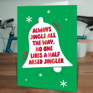 Brainbox Candy - Rude Christmas Card - 'Half Arsed Jingler' - Cheeky Xmas Cards - Funny Festive Seasonal Humour - For Him Her Men Women Friends Family - Merry Christmas