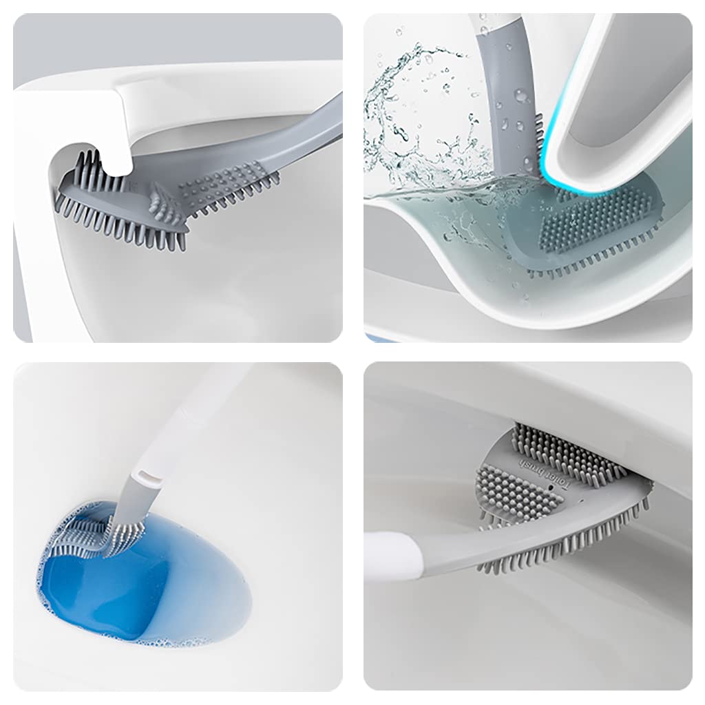 Techinal Golf Silicone Toilet Brush Bathroom Soft Bristles Toilet Bowl Scrubber Brush with Storage Box Bathroom Accessories Toilet Brush and Holder Set for Bathroom Plunger Silicone Cleaner