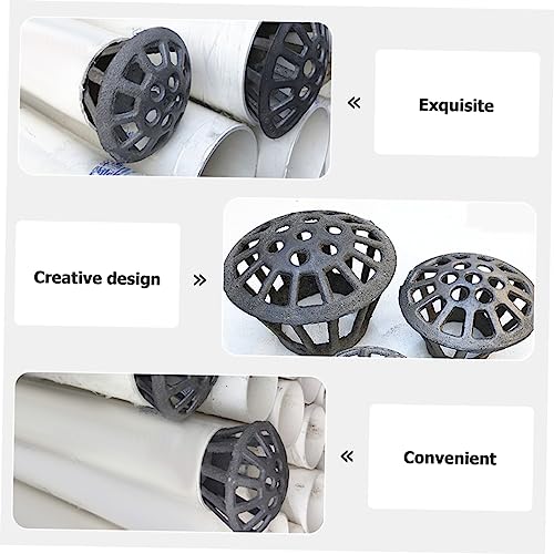 DOITOOL 4pcs cast Iron Floor Drain roof Drain Filter roof Drain Strainer Down Gutter Guard Ladder Gutter Guard Coal Forge Strainer Gutter downspout Guards Dome Safety mask