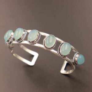 Aqua Chalcedony bangle, cuff bangle, 925 sterling silver bangle, Wedding Jewelry, Many Stone Jewelry, Attractive Bangle, Gift For Her/Him, Charm Bangle, Tennis Bracelet, boho style, Unique Jewelry