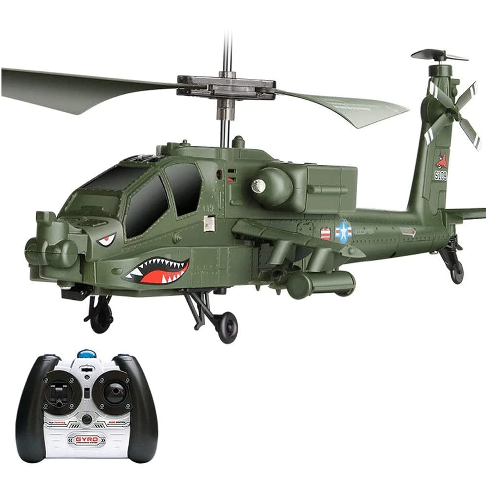 HEBXMF RC Helicopter 2.4GHZ Remote Control Plane, Apache Military Fighter Model, Anti-Drop RC Airplane Dual Motor RC Aircraft Beginner Indoor RC Drone Children's Toy Gift