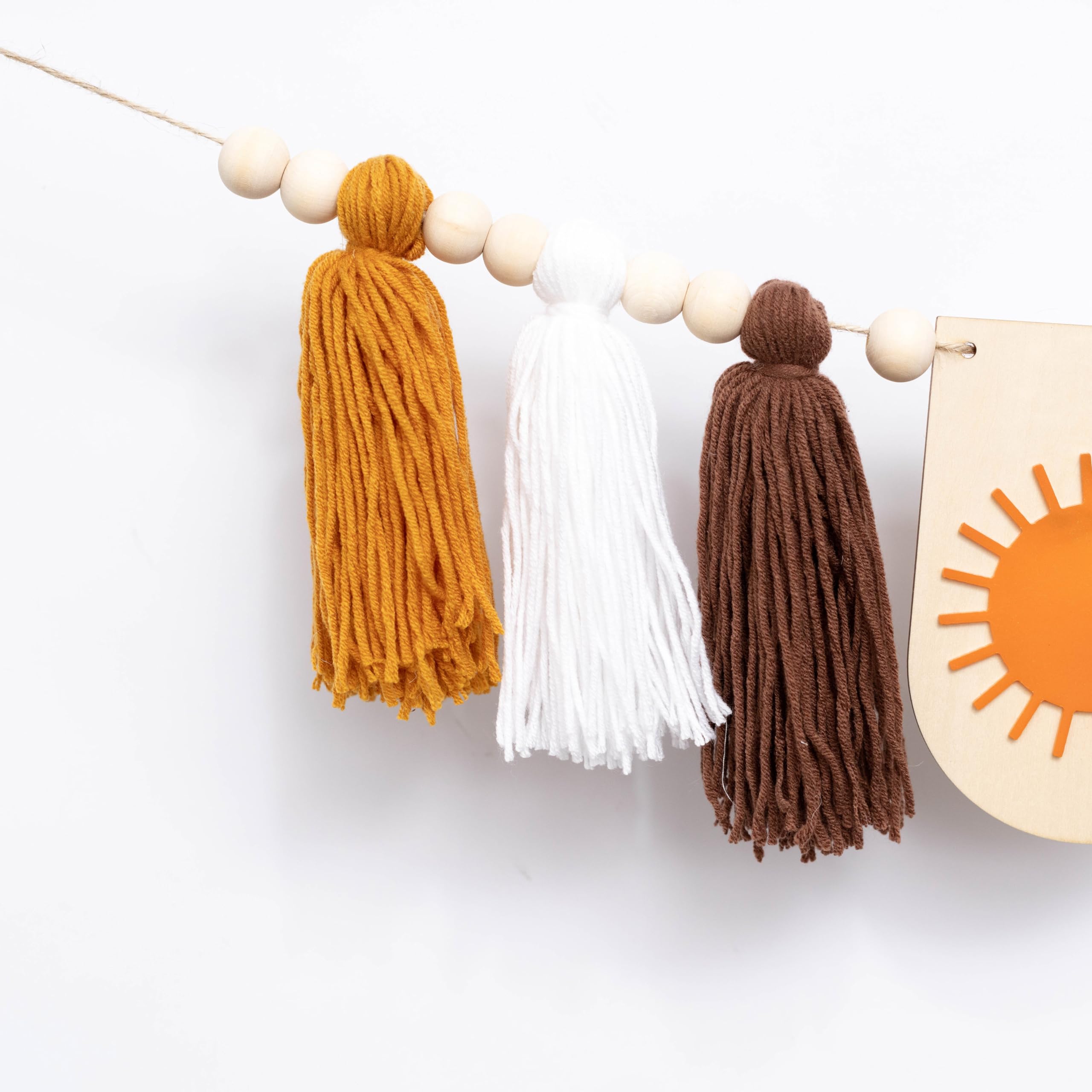 First Trip Around The Sun Highchair Banner - Wood First Birthday Tassel Garland,Nursery and Kids Room Decor, Tassel High chair Banner (SUN TASSEL WOOD)