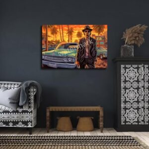 ULLiaN Mexican Chicano Confident Dark Car Aesthetic Poster Wall Art Men Car Poster Boy Room Colorful Modern Car Truck Retro Car Truck Wall Decoration Teen Bedroom Aesthetic (08x12inch-No Framed)