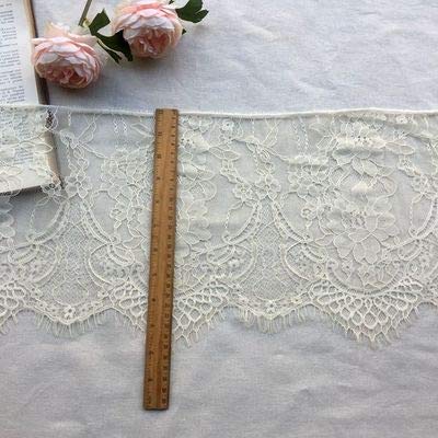 6 Yards 10 Inch Wide Flower Eyelashes Lace Fabric-Thin Lace Fabric-Embroidered Lace Fabric by the Yard-Lace Fabric for Dresses-Eyelash Lace Trim for Sewing Craft Decoration Wedding Curtain Table Cloth