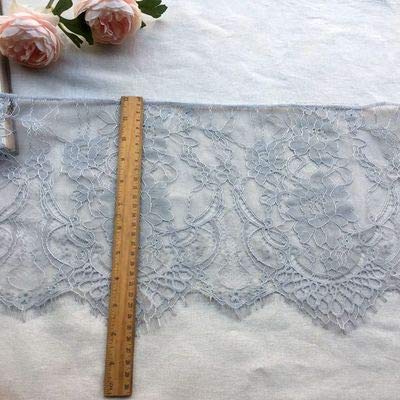 6 Yards 10 Inch Wide Flower Eyelashes Lace Fabric-Thin Lace Fabric-Embroidered Lace Fabric by the Yard-Lace Fabric for Dresses-Eyelash Lace Trim for Sewing Craft Decoration Wedding Curtain Table Cloth