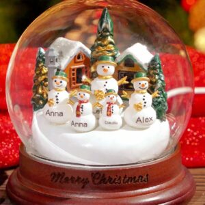 Personalized Light Up Snowman Crystal Ball Christmas Snow Globe Ornament with LED Light,Custom Family Name Glass Ball Christmas Night Light for Home Decor Desk Lamp Xmas Gifts (Snowman Crystal Ball)