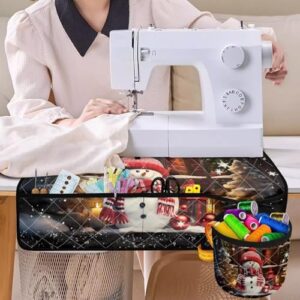 Suhoaziia Window Side Snowman Sewing Machine Mat Reduce Vibration for Table Sewing Machine Christmas Muffling Mat to Keep Clean Sewing Machine Decorative