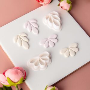 4 Pcs Flowers Shape Polymer Clay Cutters,Floral Petal Polymer Clay Earrings Polymer Clay Molds Clay Cutter Mix Flower Floral Clay Earring Cutters for DIY Polymer Clay Jewelry Clay Earring Making Kit