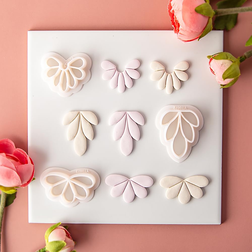 4 Pcs Flowers Shape Polymer Clay Cutters,Floral Petal Polymer Clay Earrings Polymer Clay Molds Clay Cutter Mix Flower Floral Clay Earring Cutters for DIY Polymer Clay Jewelry Clay Earring Making Kit