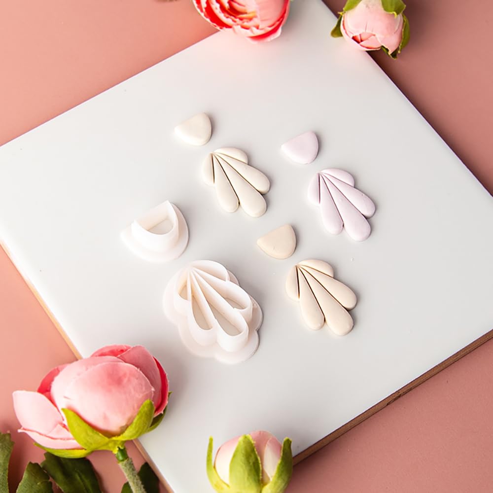 4 Pcs Flowers Shape Polymer Clay Cutters,Floral Petal Polymer Clay Earrings Polymer Clay Molds Clay Cutter Mix Flower Floral Clay Earring Cutters for DIY Polymer Clay Jewelry Clay Earring Making Kit