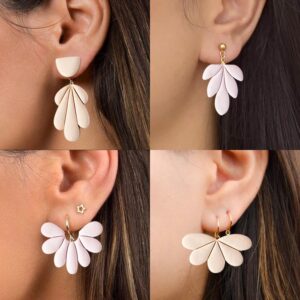 4 Pcs Flowers Shape Polymer Clay Cutters,Floral Petal Polymer Clay Earrings Polymer Clay Molds Clay Cutter Mix Flower Floral Clay Earring Cutters for DIY Polymer Clay Jewelry Clay Earring Making Kit