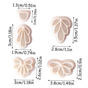 4 Pcs Flowers Shape Polymer Clay Cutters,Floral Petal Polymer Clay Earrings Polymer Clay Molds Clay Cutter Mix Flower Floral Clay Earring Cutters for DIY Polymer Clay Jewelry Clay Earring Making Kit