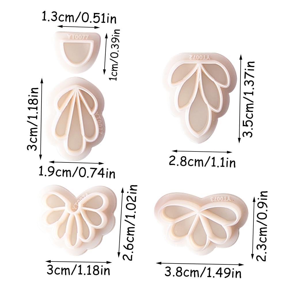 4 Pcs Flowers Shape Polymer Clay Cutters,Floral Petal Polymer Clay Earrings Polymer Clay Molds Clay Cutter Mix Flower Floral Clay Earring Cutters for DIY Polymer Clay Jewelry Clay Earring Making Kit