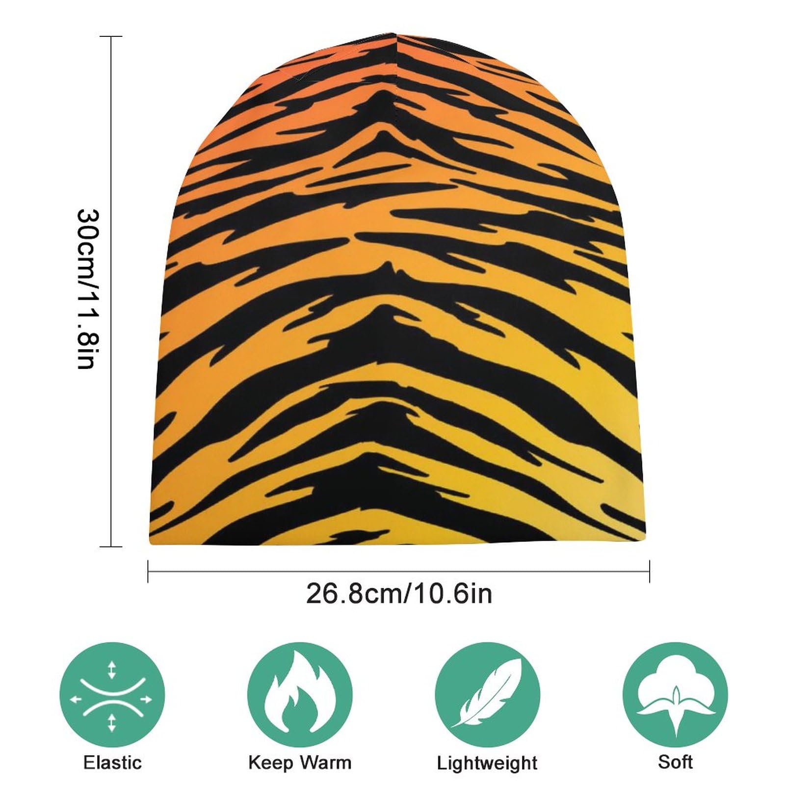 Animal Print Tiger Stripe Black Gold Unisex Skull Beanie Hat Multifunction Winter Warm Hat Soft Breathable Headwear Novelty Knitted Nightcap for Men Women