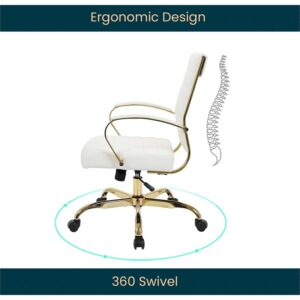 Pemberly Row Modern Adjustable Leather Office Chair in White