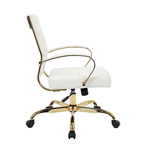 Pemberly Row Modern Adjustable Leather Office Chair in White