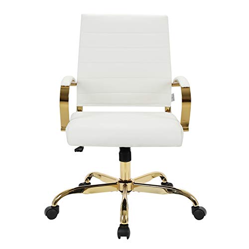 Pemberly Row Modern Adjustable Leather Office Chair in White