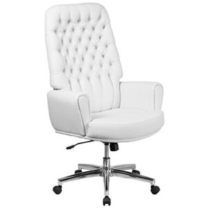 pemberly row leather high back swivel executive chair in white