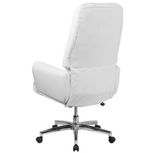 Pemberly Row Leather High Back Swivel Executive Chair in White