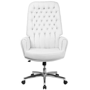 Pemberly Row Leather High Back Swivel Executive Chair in White