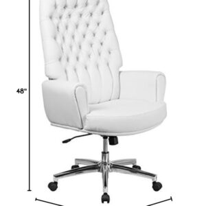 Pemberly Row Leather High Back Swivel Executive Chair in White