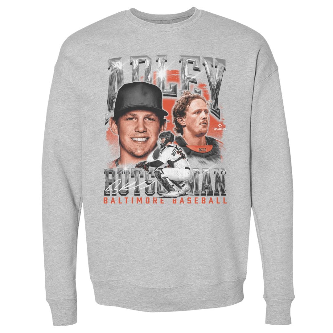 500 LEVEL Adley Rutschman Sweatshirt (Crew Sweatshirt, Small, Heather Gray) - Adley Rutschman Baltimore Vintage WHT