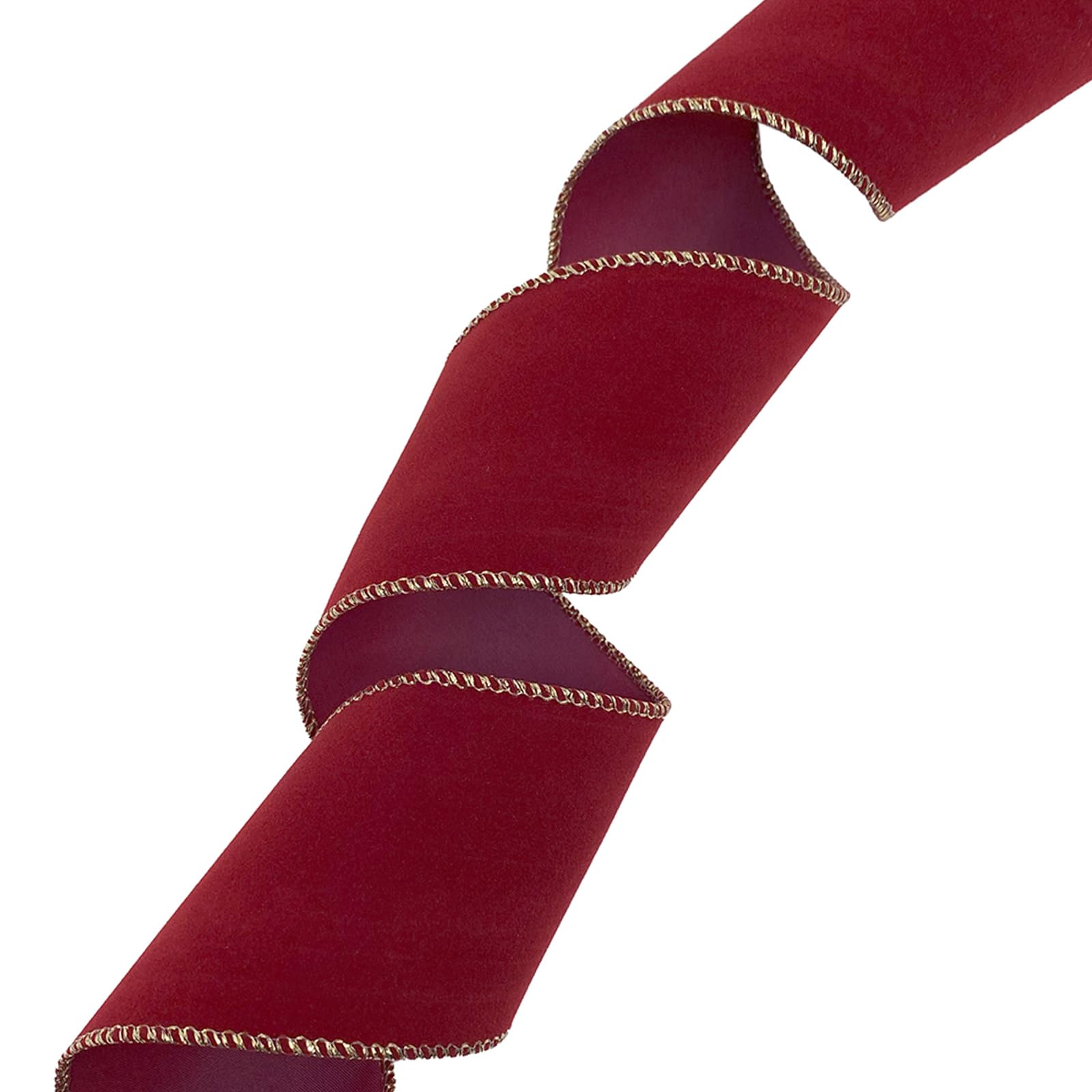 Morex Ribbon Flocked Wired Velvet Ribbon, 1.5 inch by 50 yards, Berry Red