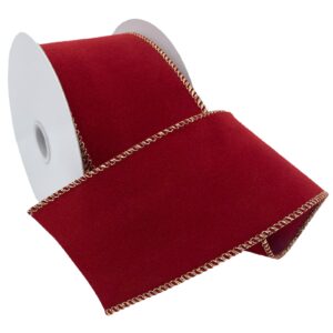 morex ribbon flocked wired velvet ribbon, 2.5 inch by 10 yards, berry red