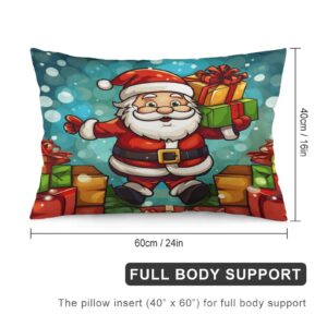 MaSiledy Funny Santa Claus Carrying Gifts Cushion Covers 16 "x24 Merry Christmas Winter Xmas Decorative Cushion Cover Pillowcase Zippered Pillow Case Couch Pillows for Sofa Bedroom Home Decorative