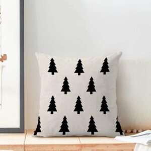 BETGINY Black and White Christmas Pillow Covers 20X20 Inch Pack of 2, Geometric Pattern Christmas Tree Decorative Throw Pillow Linen Winter Xmas Pillow Cases Cushion for Bedroom Home Sofa