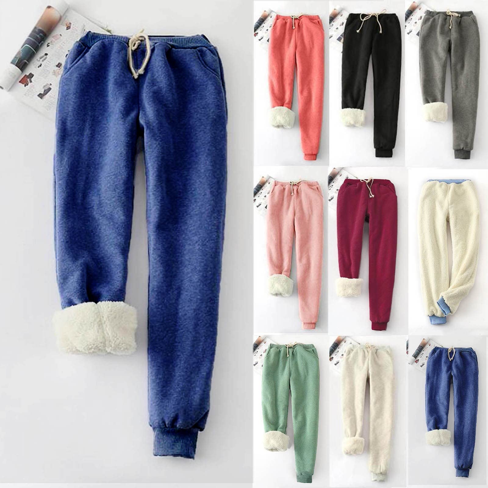 Lightning Deals of Today Women's Winter Warm Athletic Sweatpants Baggy Thick Sherpa Lined Joggers Plus Size Thermal Cashmere Fleece Pants Black