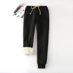 Lightning Deals of Today Women's Winter Warm Athletic Sweatpants Baggy Thick Sherpa Lined Joggers Plus Size Thermal Cashmere Fleece Pants Black