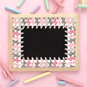 Whaline 32.8Ft Preppy Bulletin Board Border Leopard Cow Print Pink Lightning Die Cut Trim Border Roll for Classroom Chalkboard School