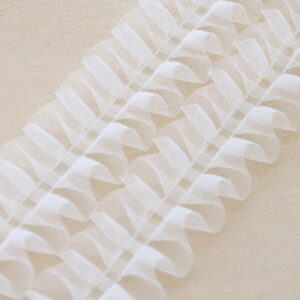 Lace Trim Ribbon, Vintage Lace Ribbon, 5 Meters Pleated Mesh Lace Ribbon Trim DIY Sewing Curtain Tablecloth Cushion Edging Crafts Wedding Home Decoration (Color : Wit) (Color : Champagne)